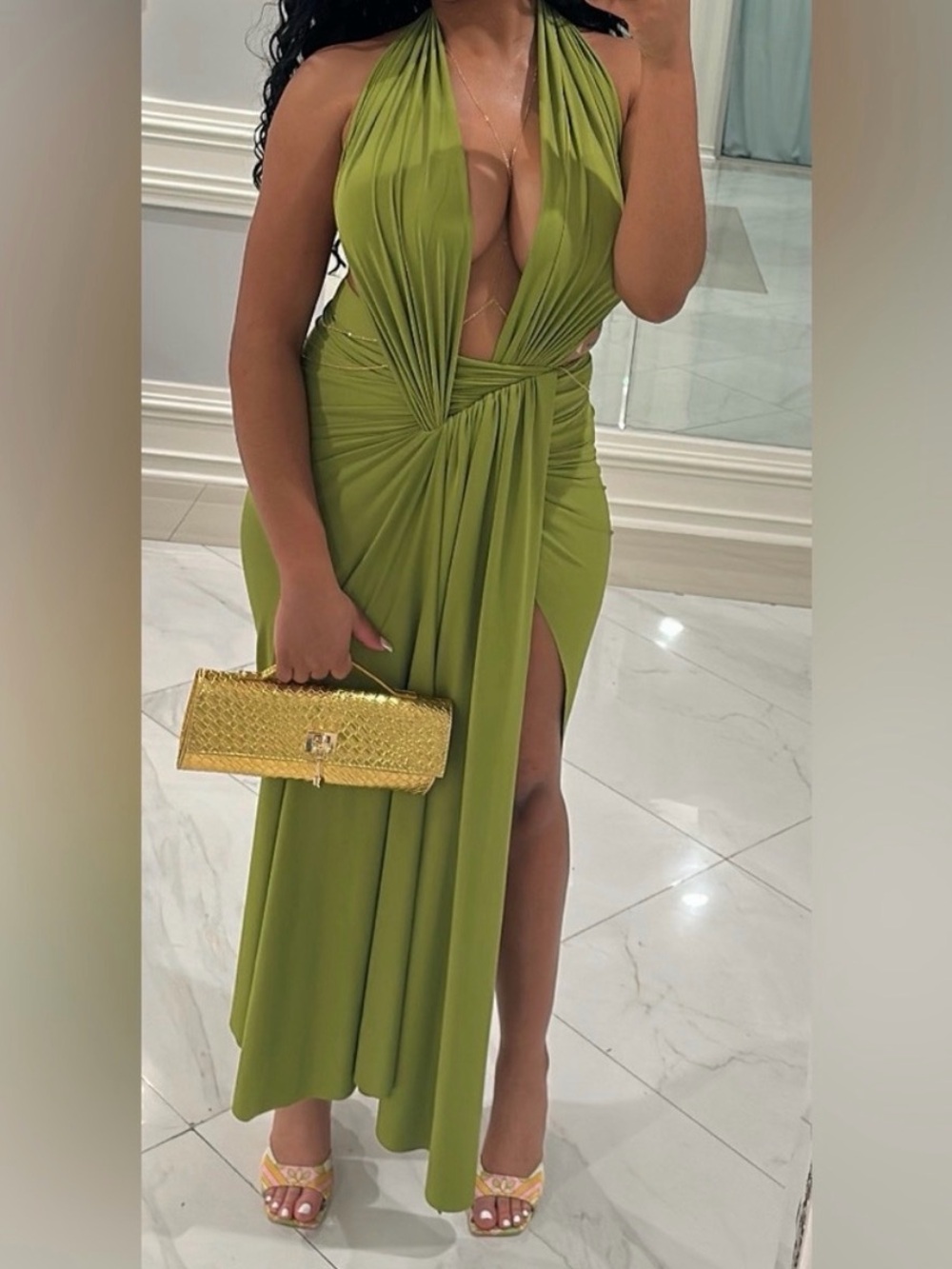 Vibrant Green COU COO dress
(DIONE HALTER MIDI DRESS)